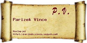Parizek Vince névjegykártya